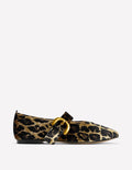 Kylie Flache Mary Janes mit Schnalle-Mohair, Leopardenmuster
