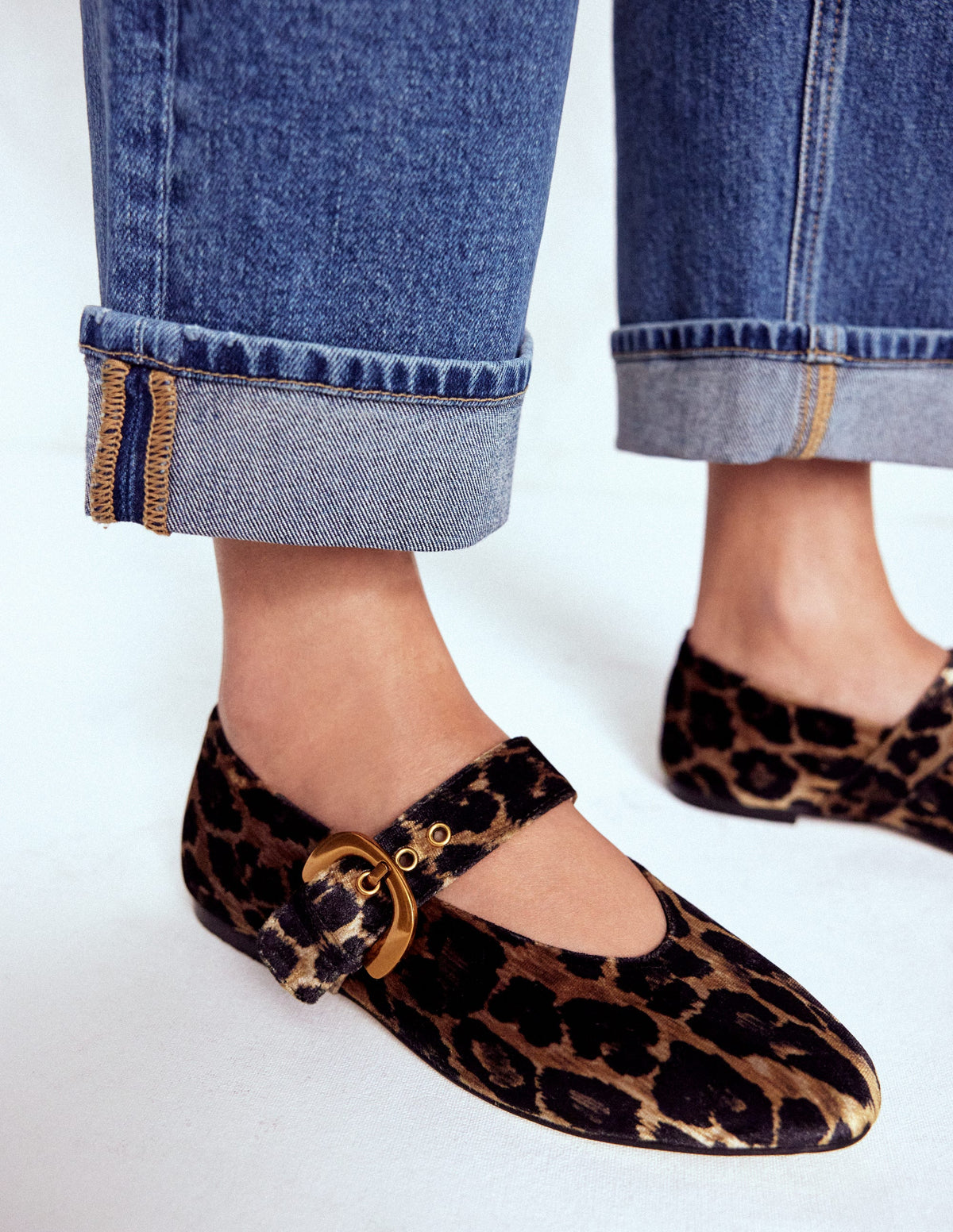Kylie Flache Mary Janes mit Schnalle-Mohair, Leopardenmuster-3