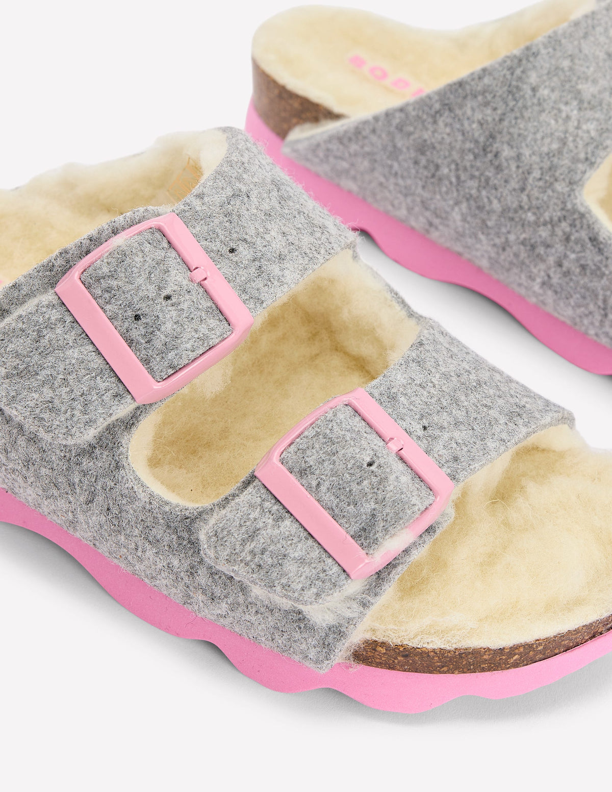 Slipper mit doppeltem Riemen und Schnalle-Anthrazit Meliert-4