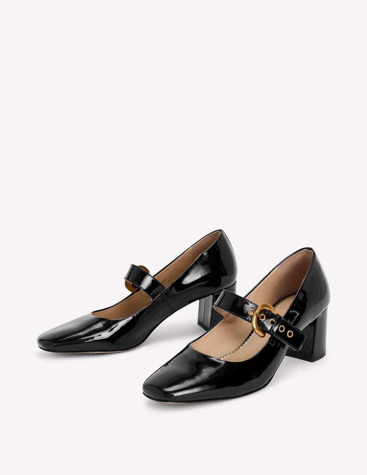 Mary Janes mit Absatz und Schnalle-Schwarz - Image 3
