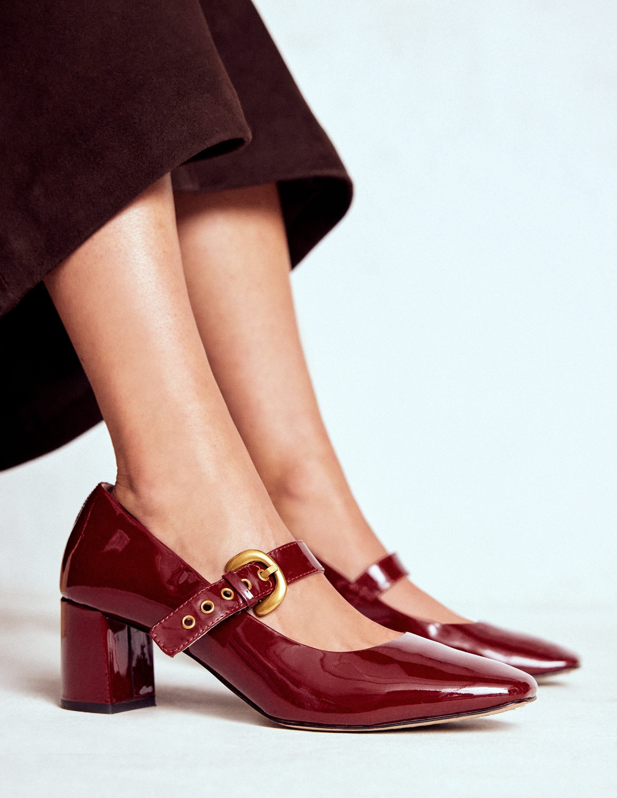 Mary Janes mit Absatz und Schnalle-Oxblood - Image 2