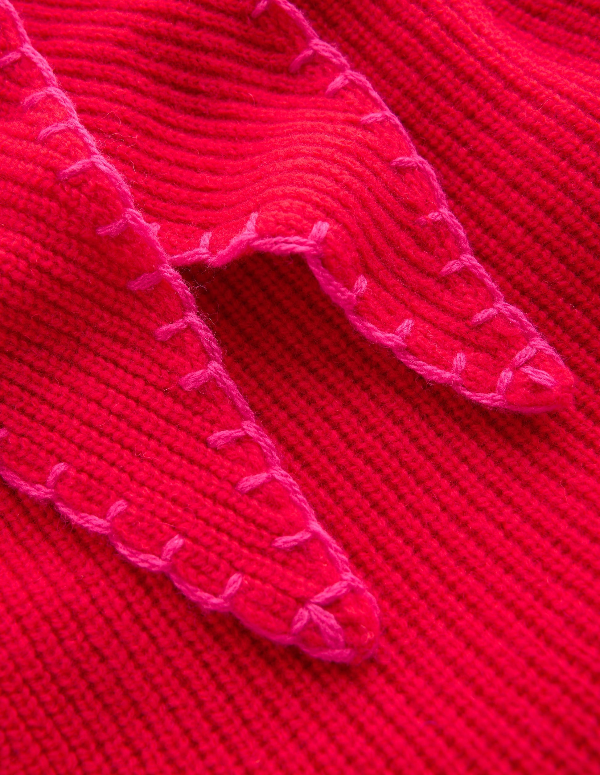 Halstuch aus Wolle-Einfarbig Rot-3