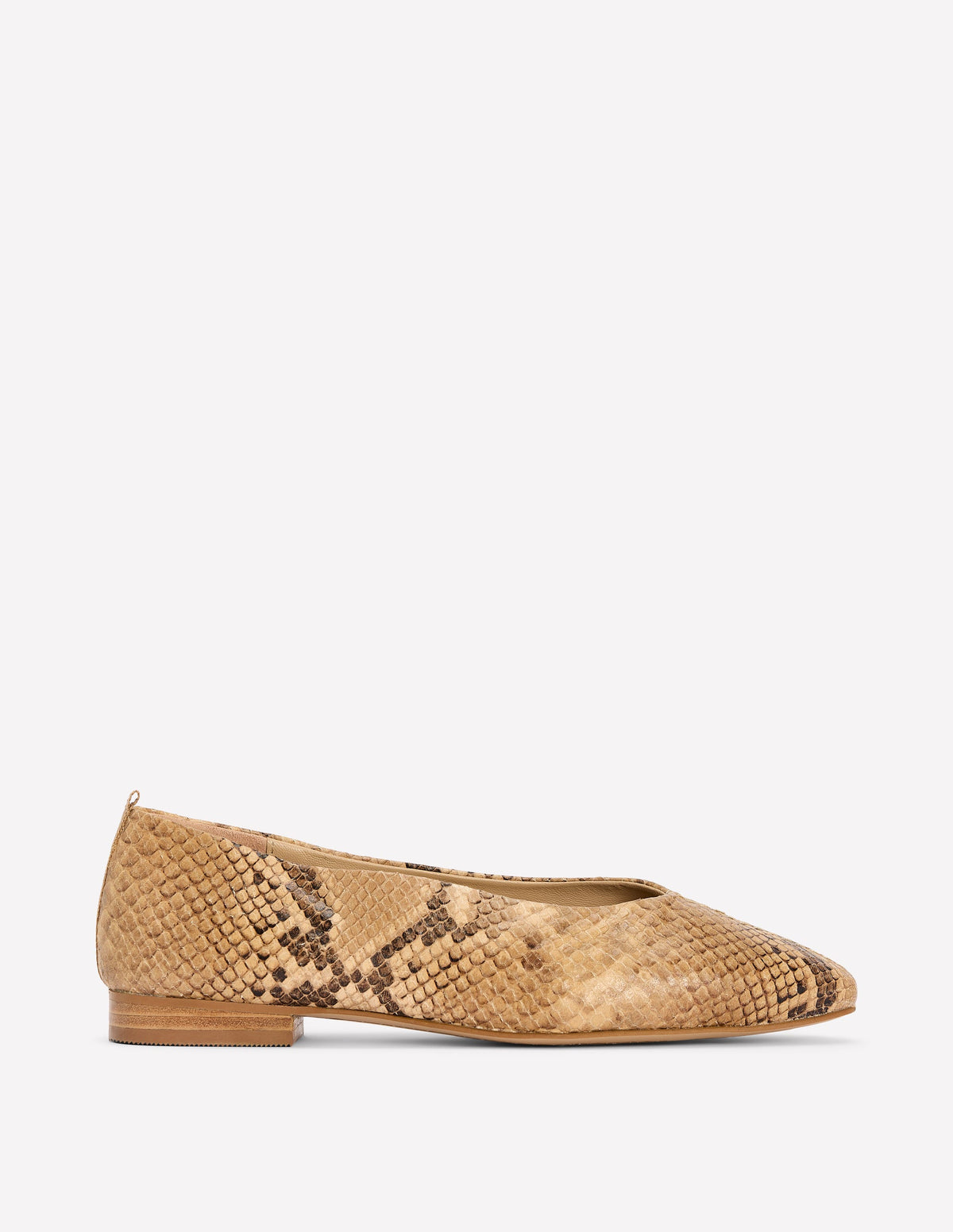 Weit ausgeschnittene, flache Schuhe mit Ziernaht-Beige - Image 2