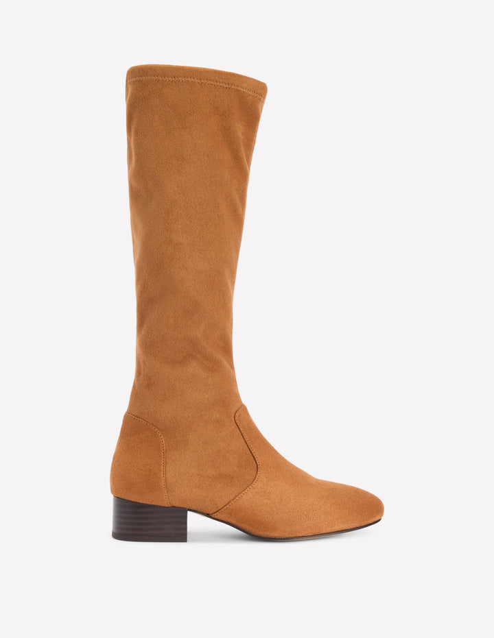 Flache Stretch-Stiefel-Braun