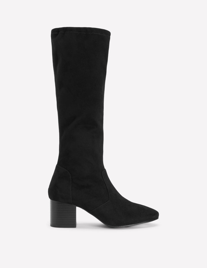 Stretchstiefel mit Blockabsatz-Schwarz