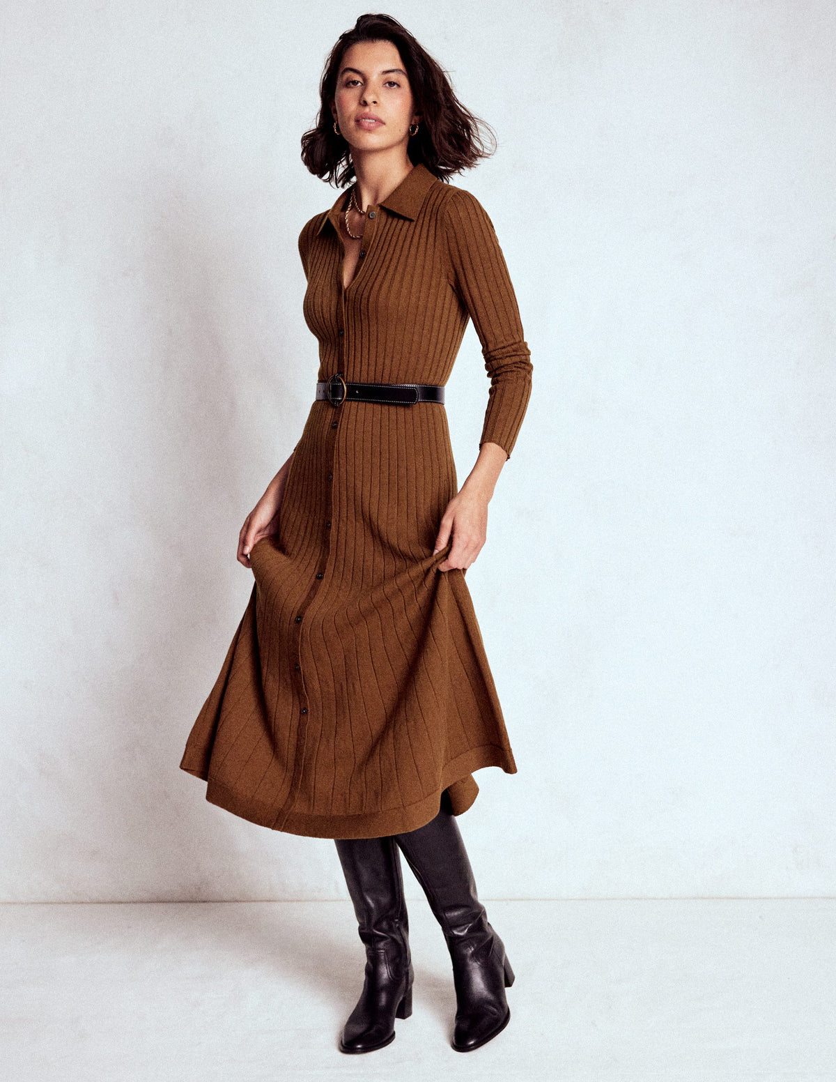 Rachel Gestrickes Hemdblusenkleid-Raue Umbra - Image 1