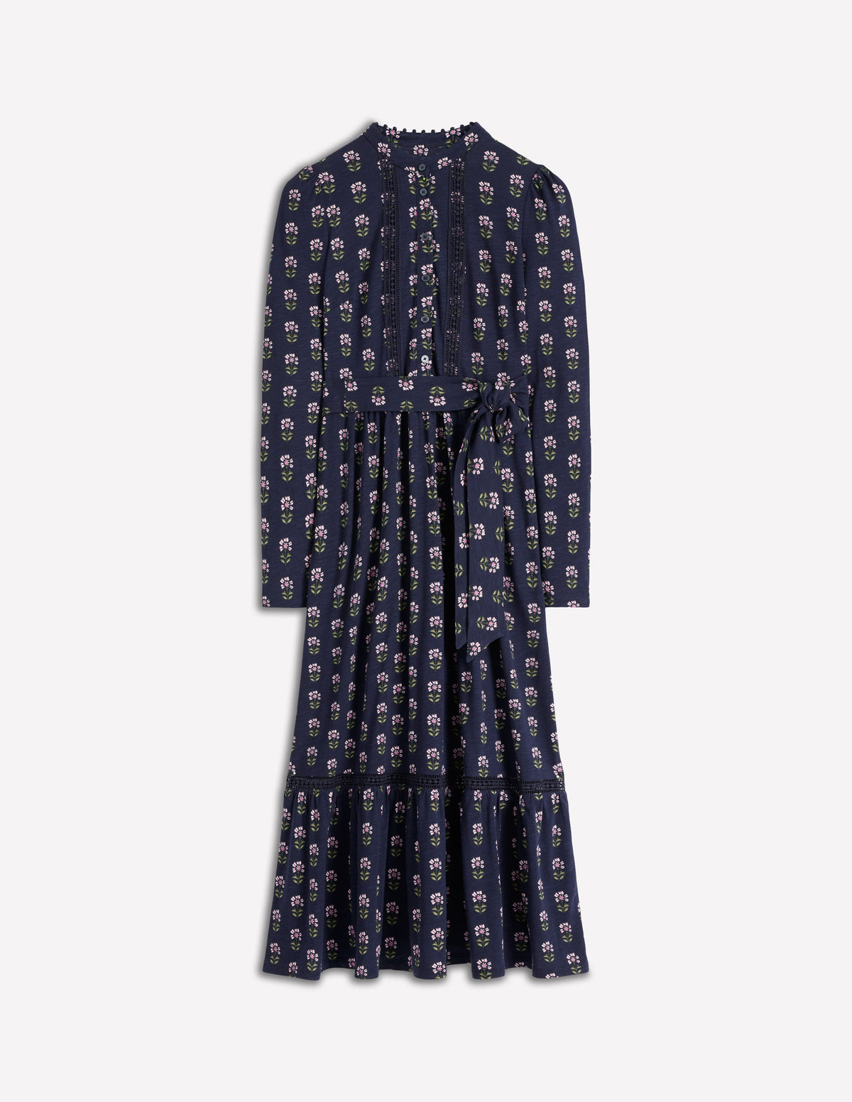Edwina Jersey-Hemdblusenkleid-Französisch-Marineblau, Holzblock Blume - Image 5