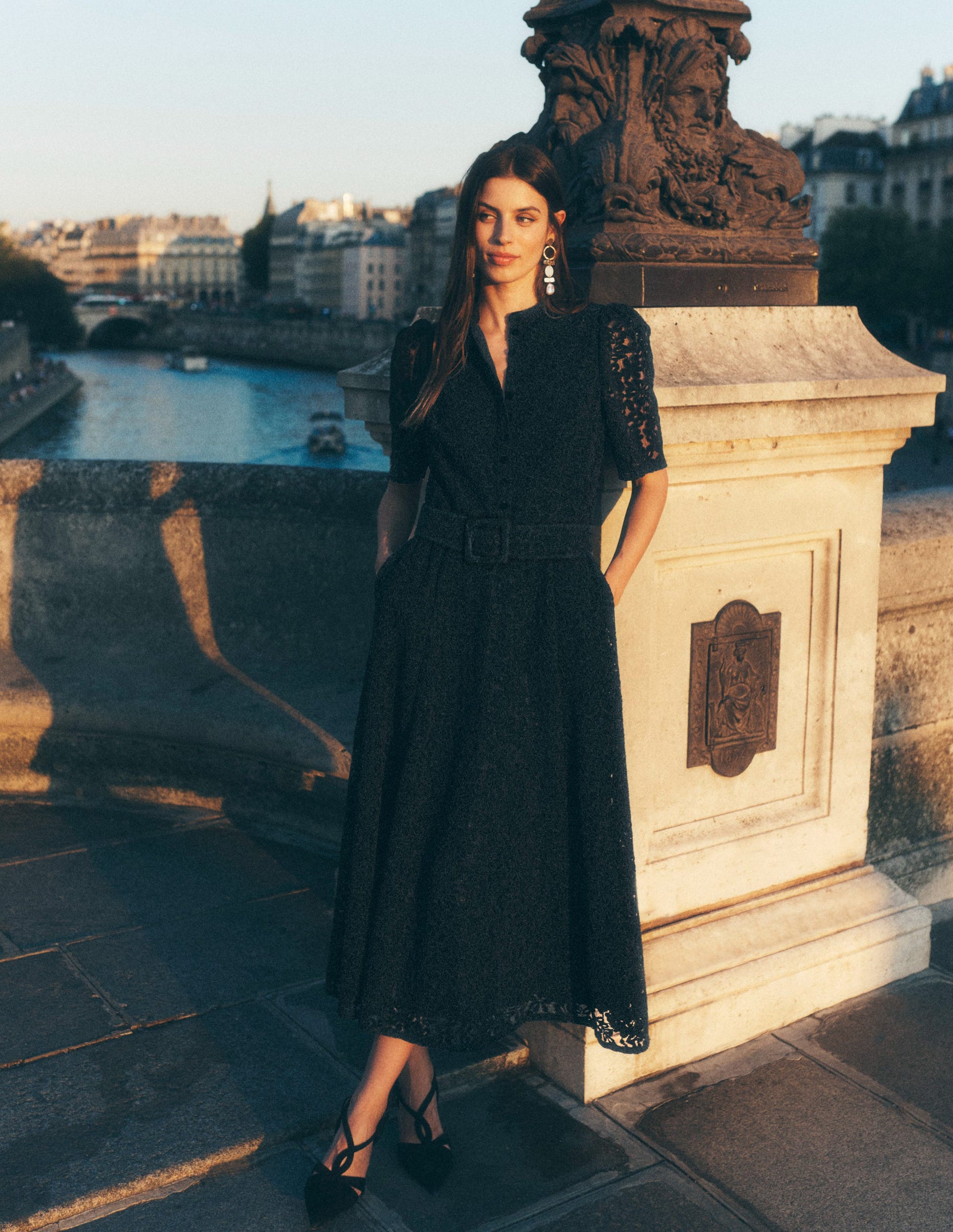 Kate Puff Sleeve Lace Dress-Black-7