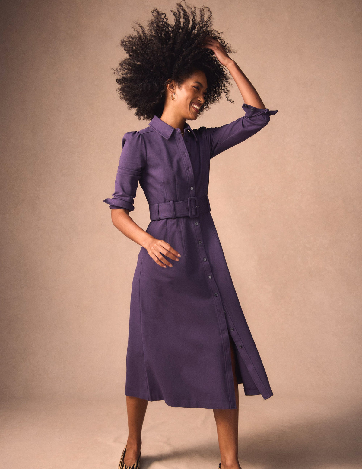 Robe-chemise Anita à manches longues-Mûre-1