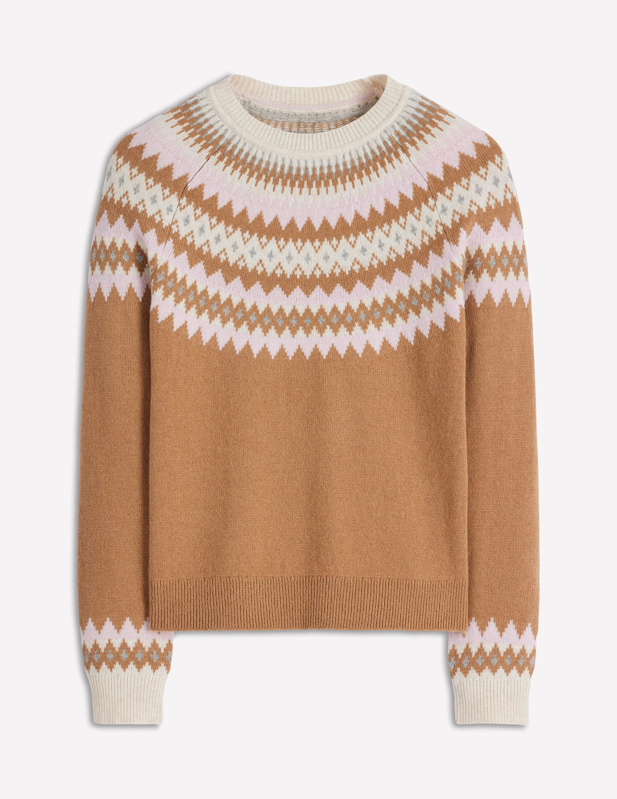 Edie Fair-Isle-Pullover-Kamelbraun Meliert Fair-Isle-7