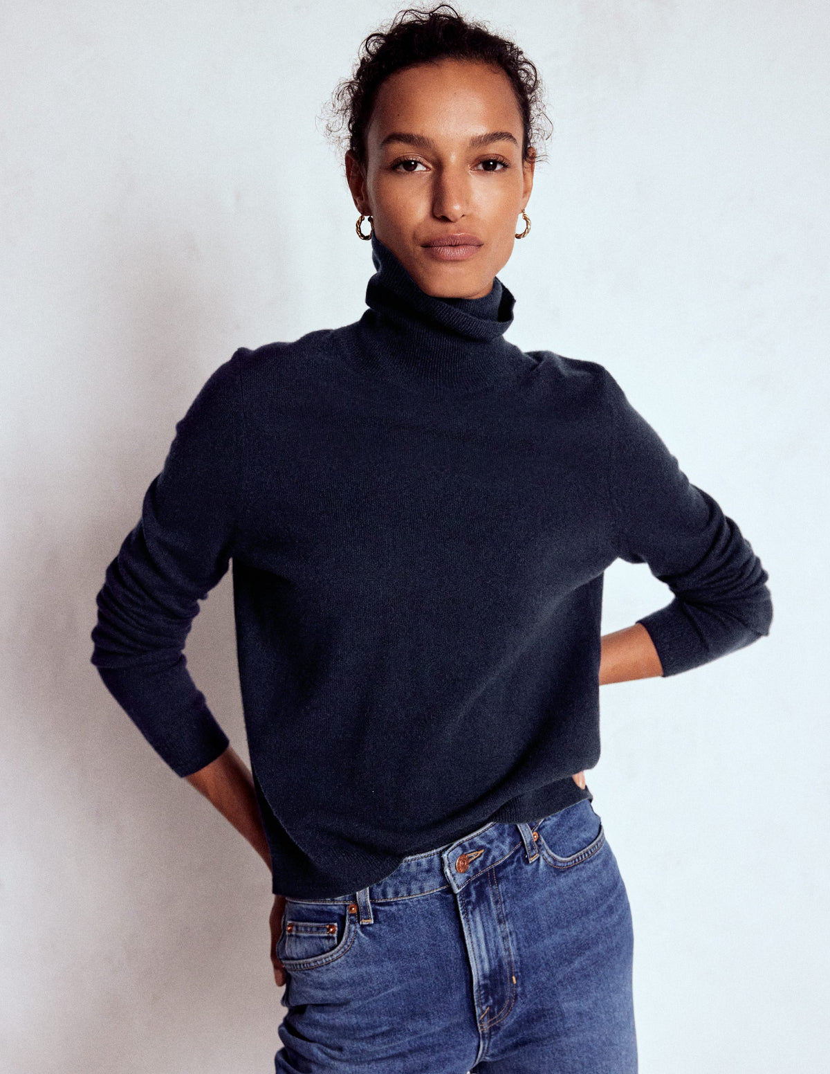 Eva Kaschmir-Rollkragenpullover-Marineblau - Image 4
