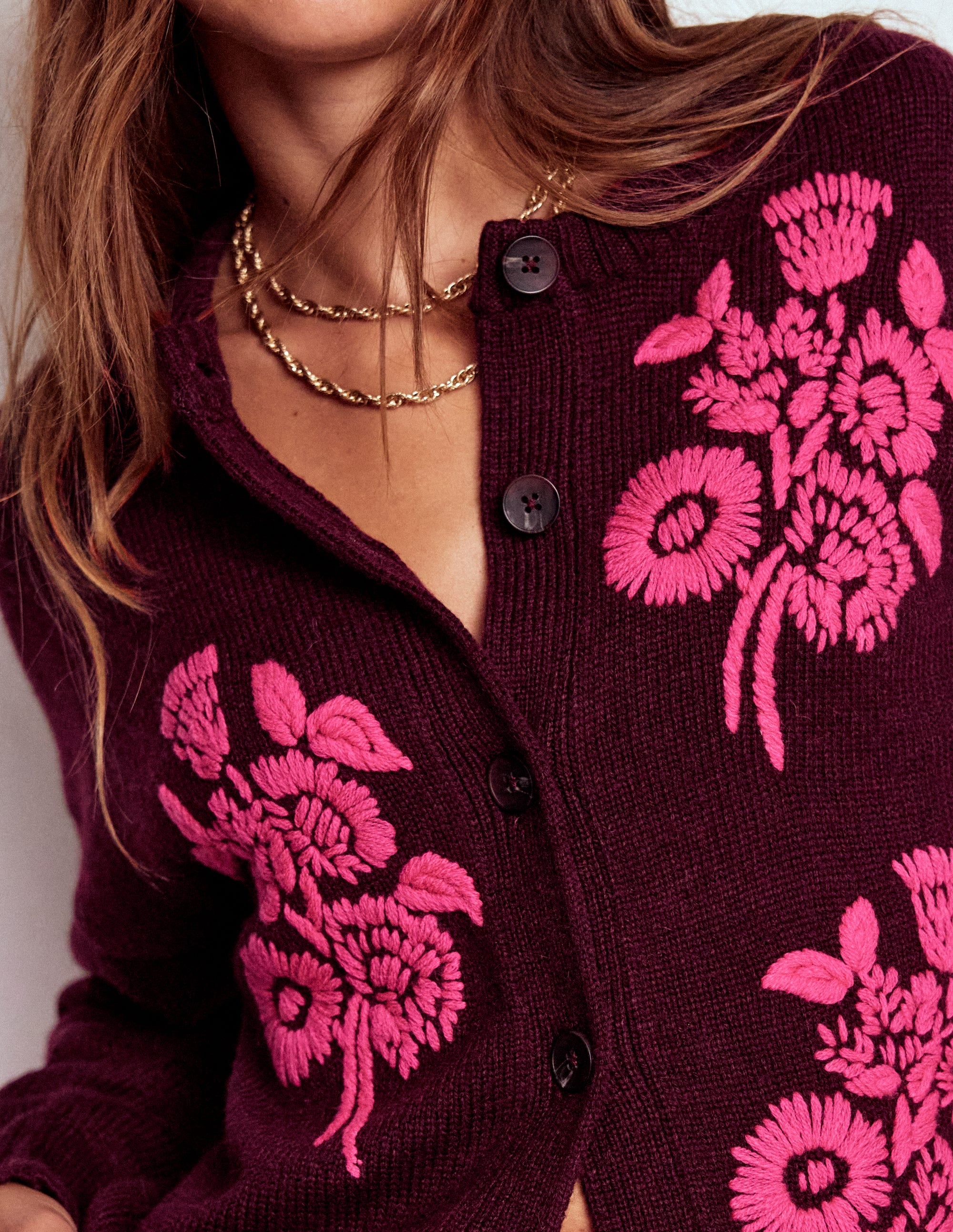 Natalie Strickjacke mit Stickerei-Dunkle Kirsche Bouquet - Image 2