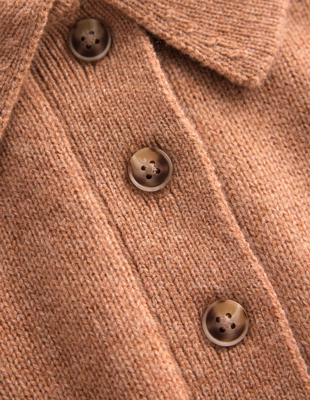 Kaschmirpullover mit Kragen-Camel Meliert - Image 6