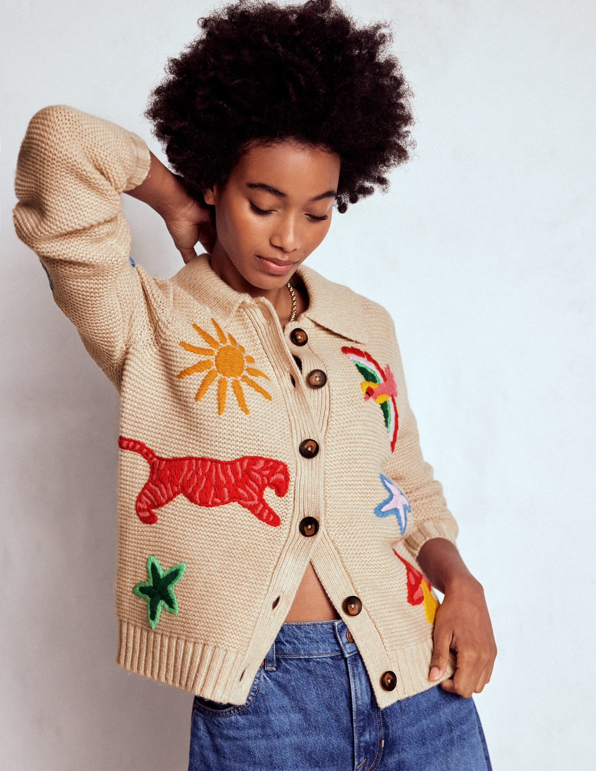 Strickjacke mit besticktem Kragen-Anenome - Image 4