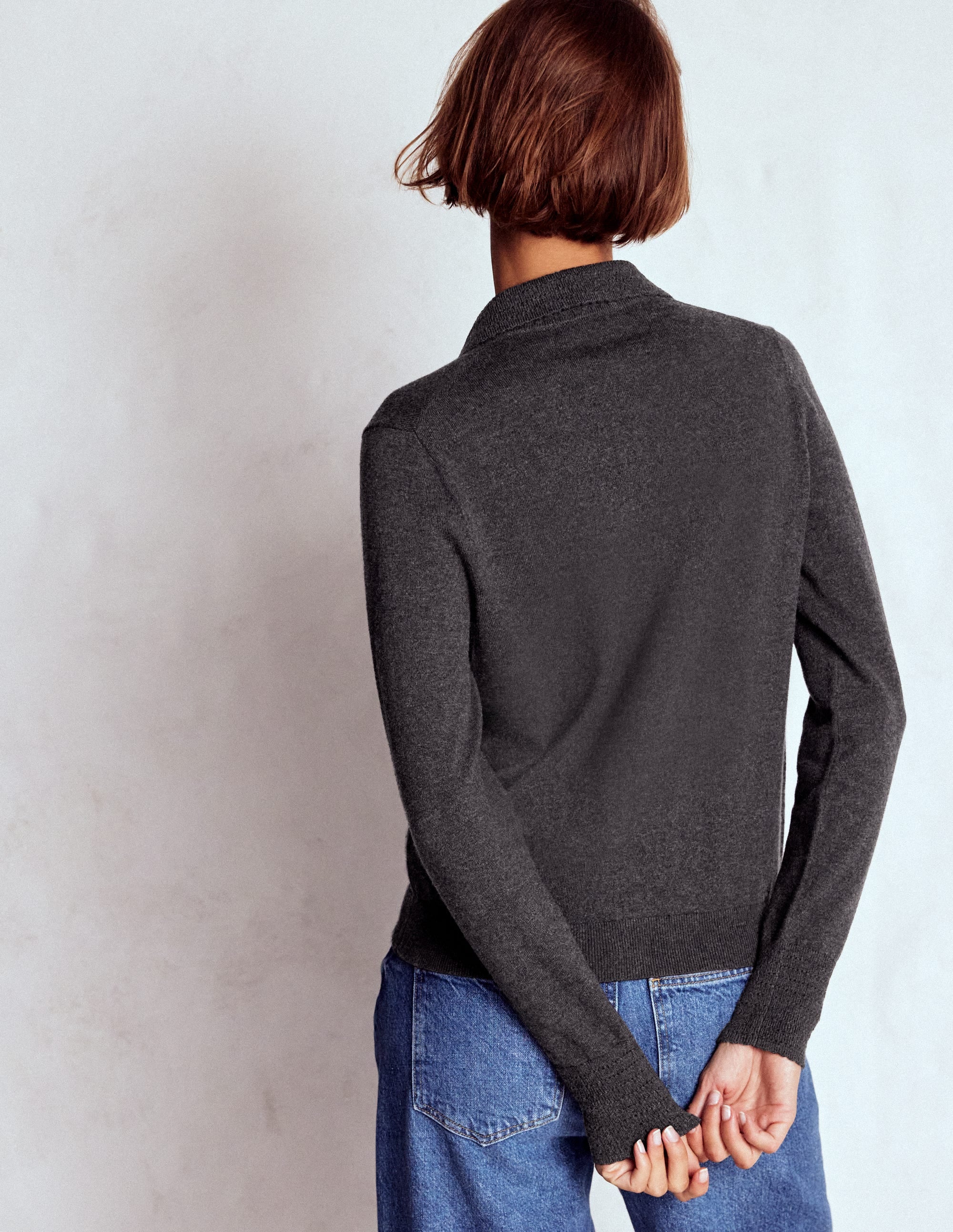 Briony Strickjacke mit Ziernähten-Anthrazit Melange - Image 3