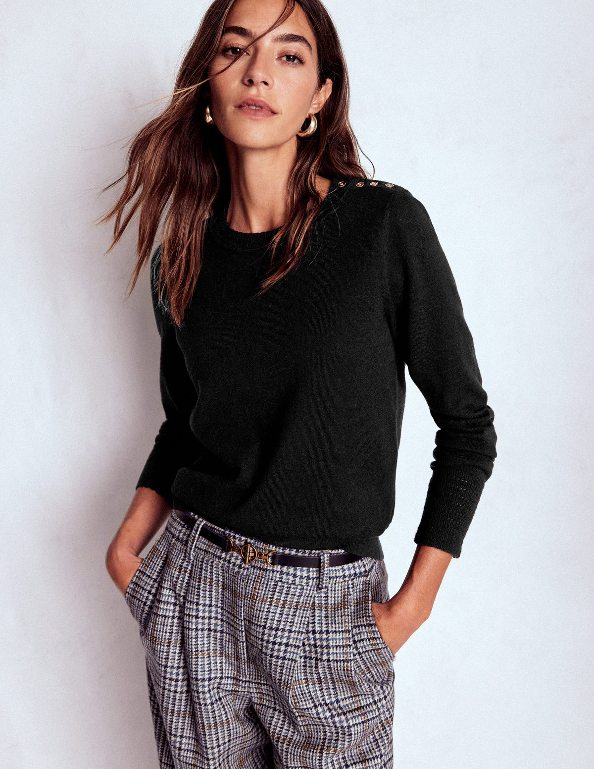 Briony Pullover mit Ziernähten-Schwarz-1