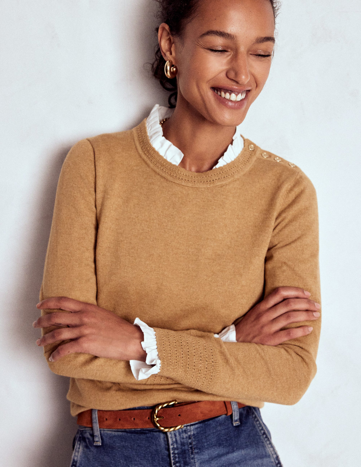Briony Stitch Jumper-Camel Melange - Image 4