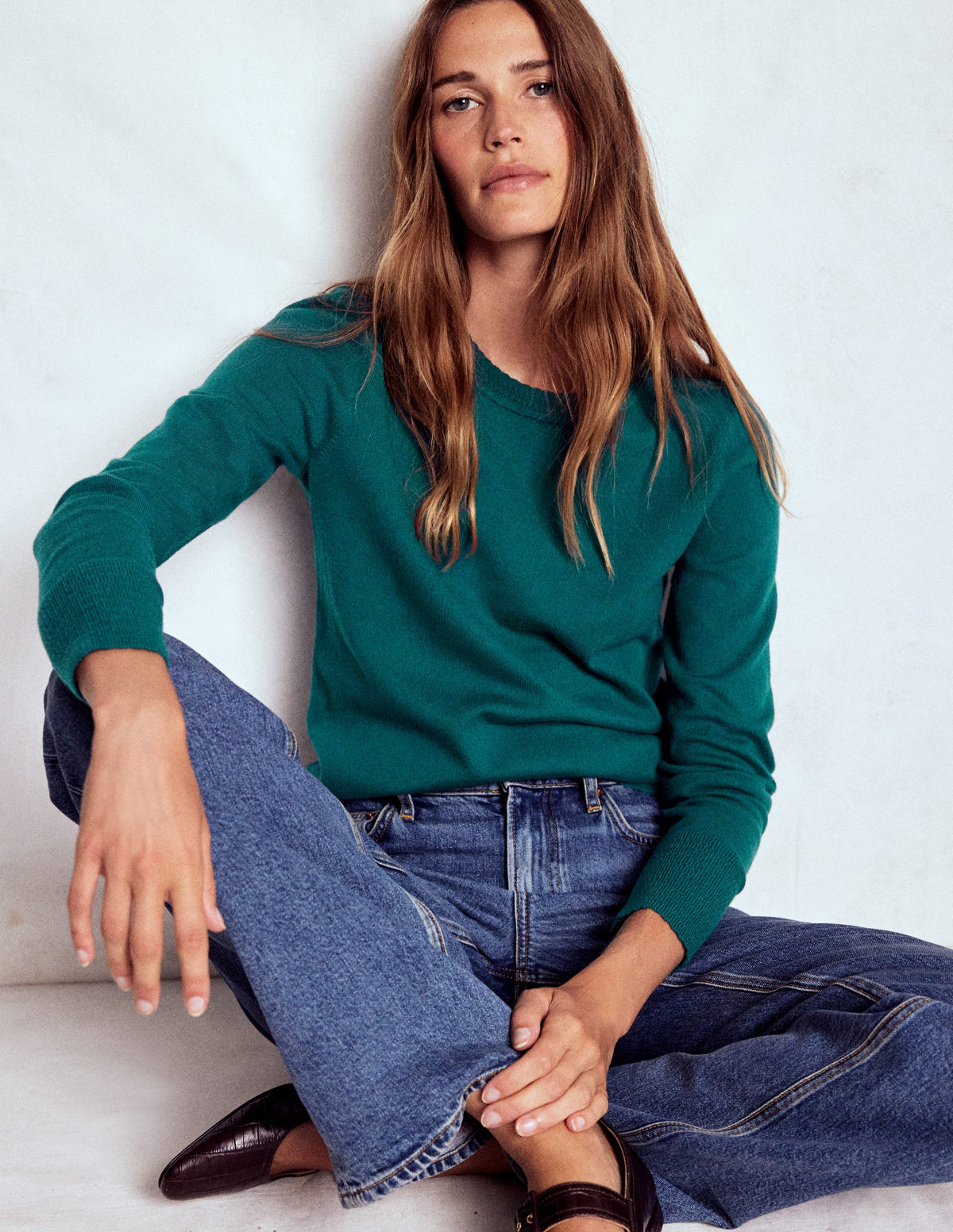 Briony Pullover mit Ziernähten-Entengrün-4