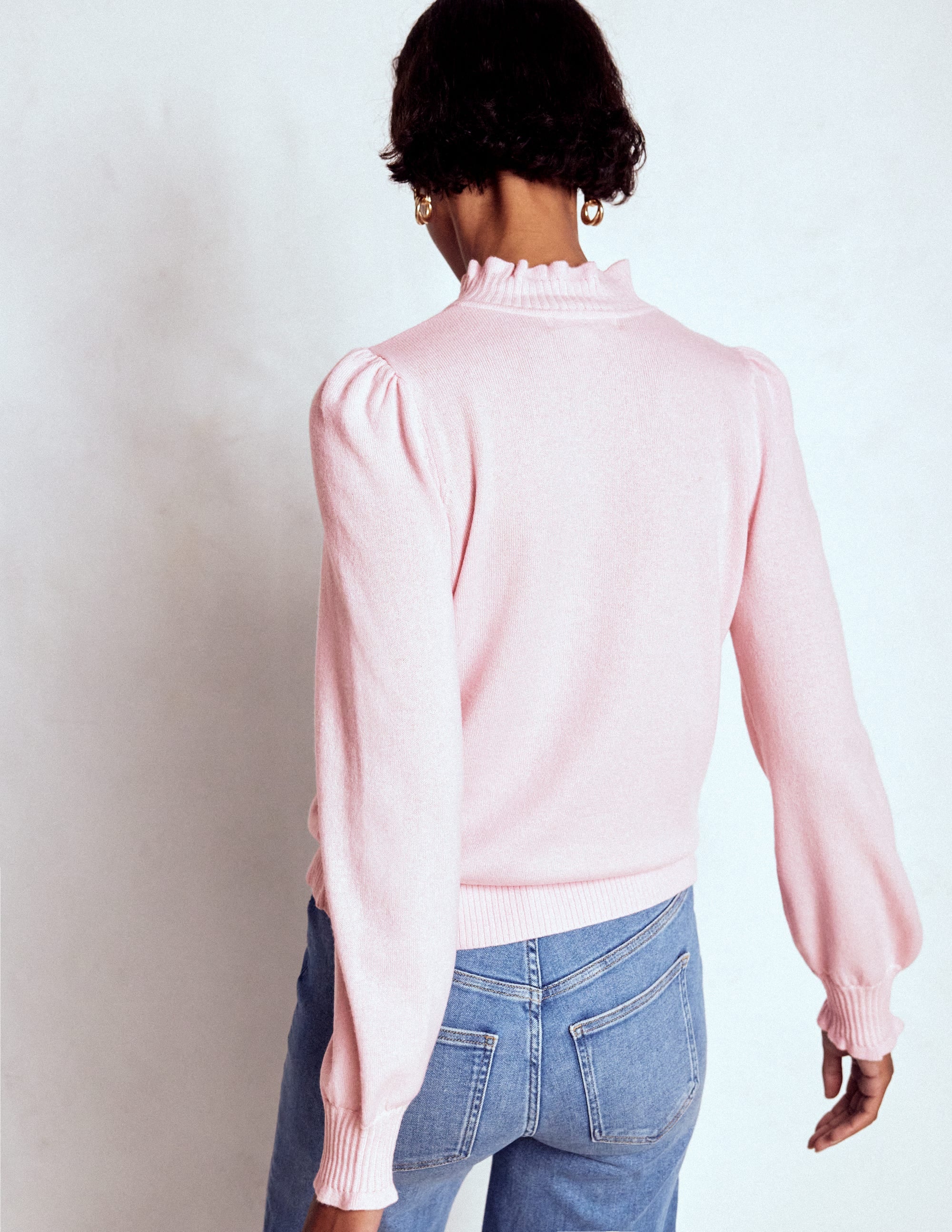 Kaschmirpullover mit Rüschenbesatz-Kreiderosa - Image 3