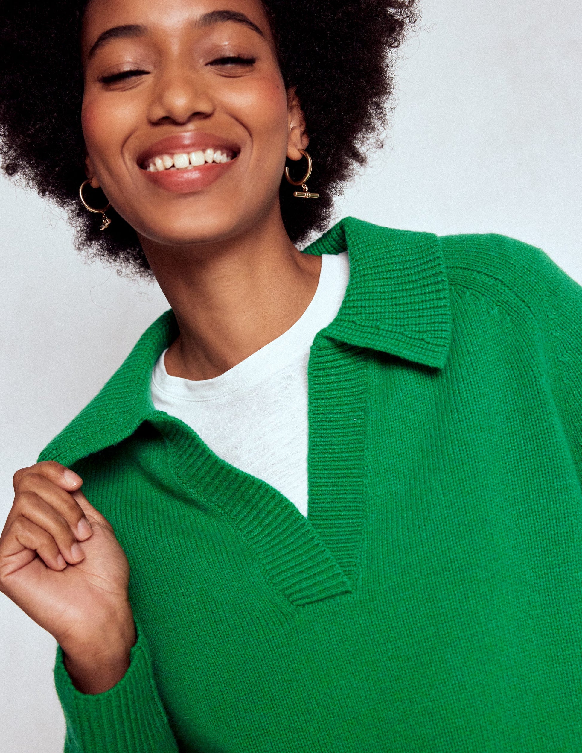 Marion Henley-Pullover aus Merinowolle-Grünes Tamburin-4