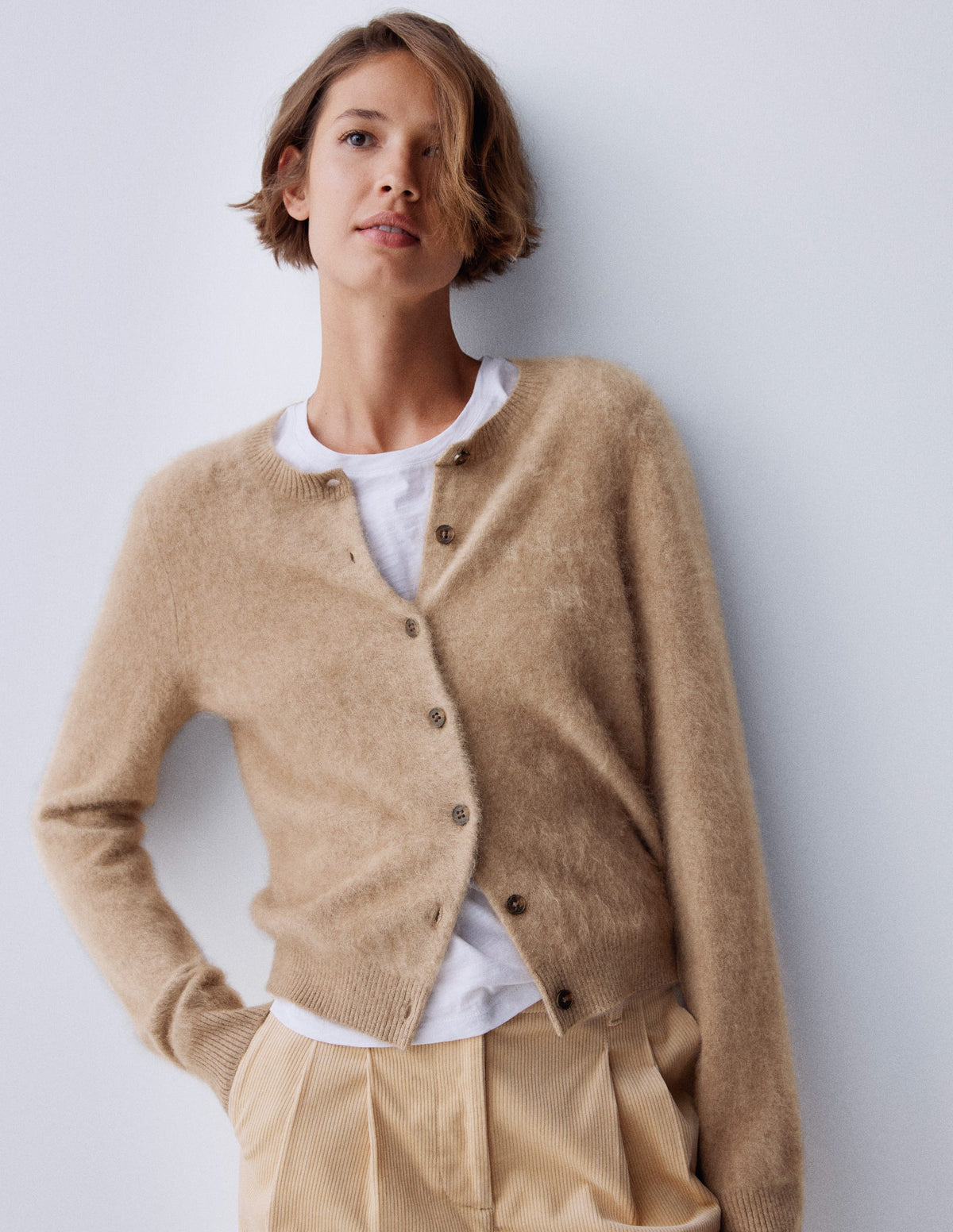 Cardigan Kat en cachemire brossé-Taupe foncé chiné-6