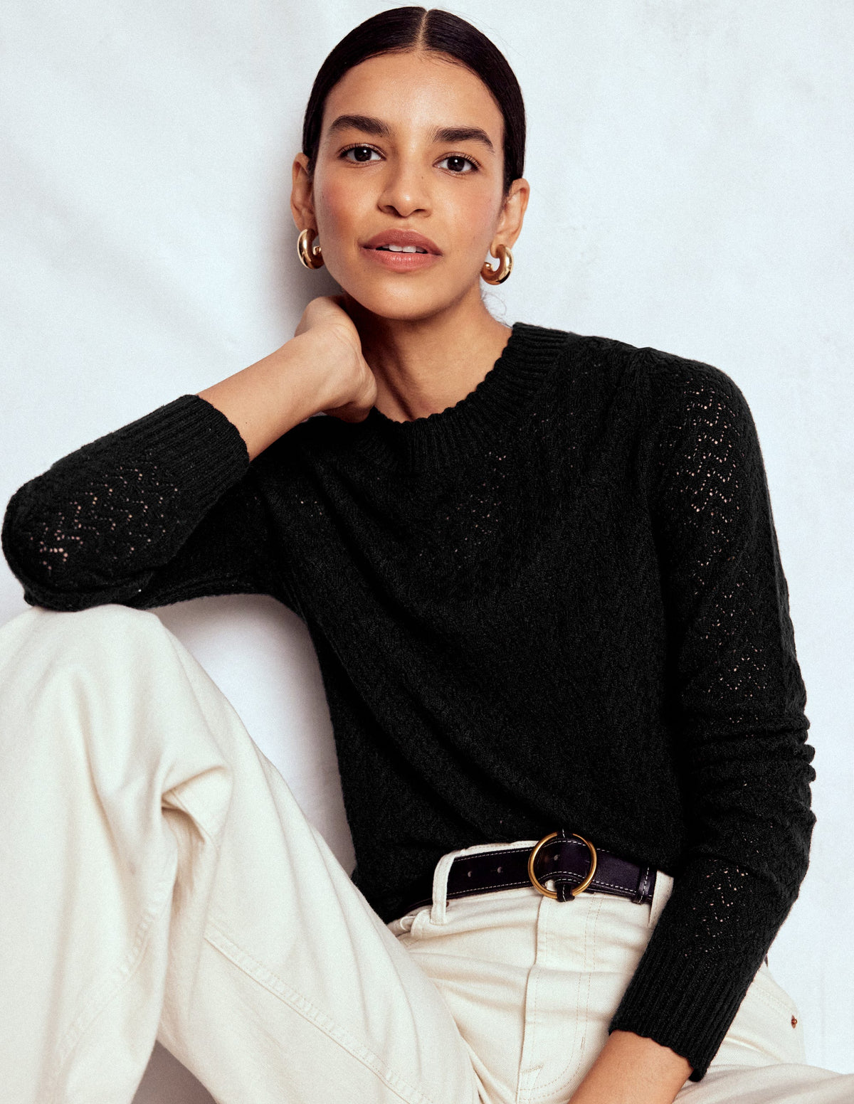 Diane Pointelle-Pullover-Schwarz - Image 1