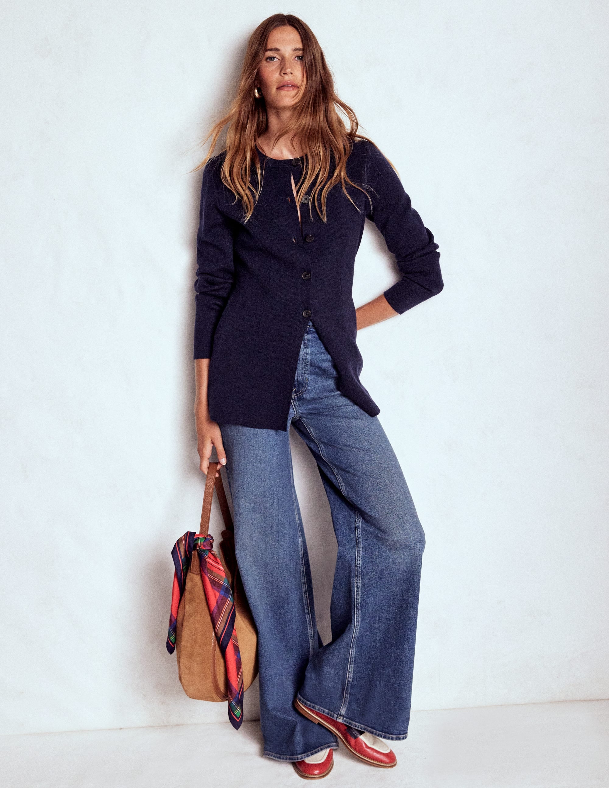 Joanna Fitted Knitted Jacket-Navy - Image 4
