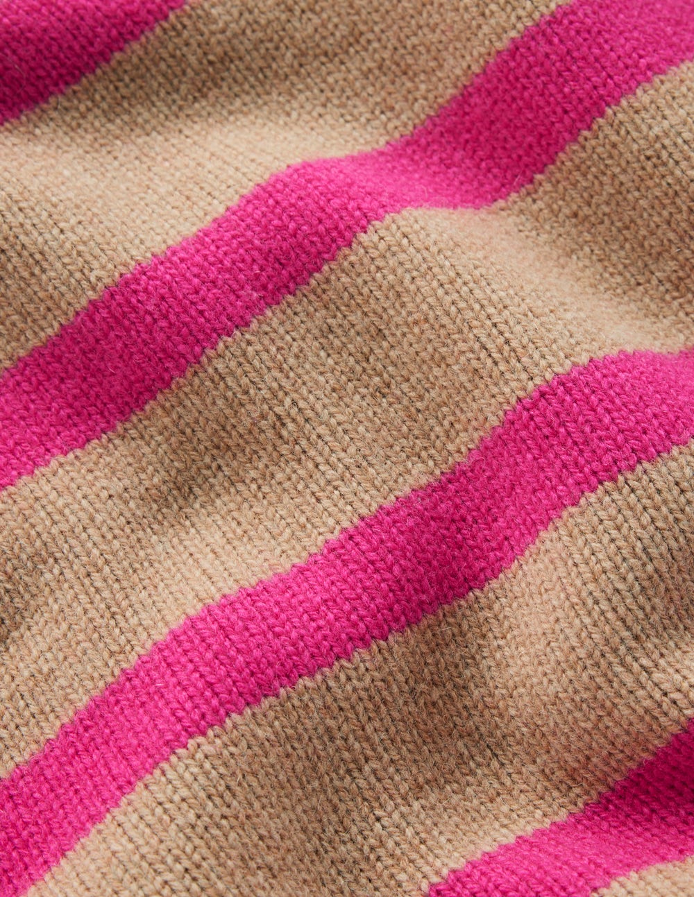 Marion Hochgeschlossener Merino-Pullover-Kamel, Brilliantpink Streifen - Image 6