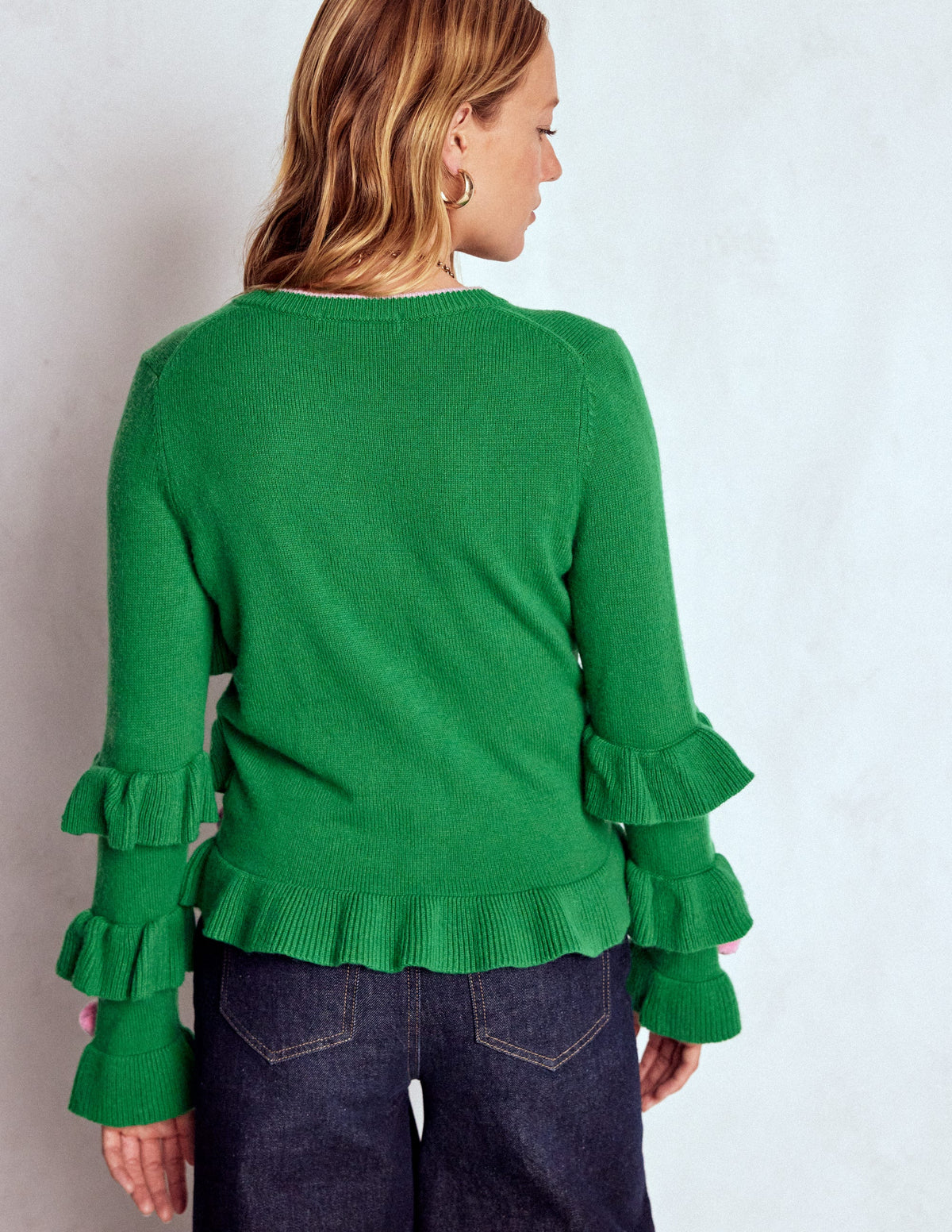 Strickjacke mit festlicher Stickerei-Baumgrün-3