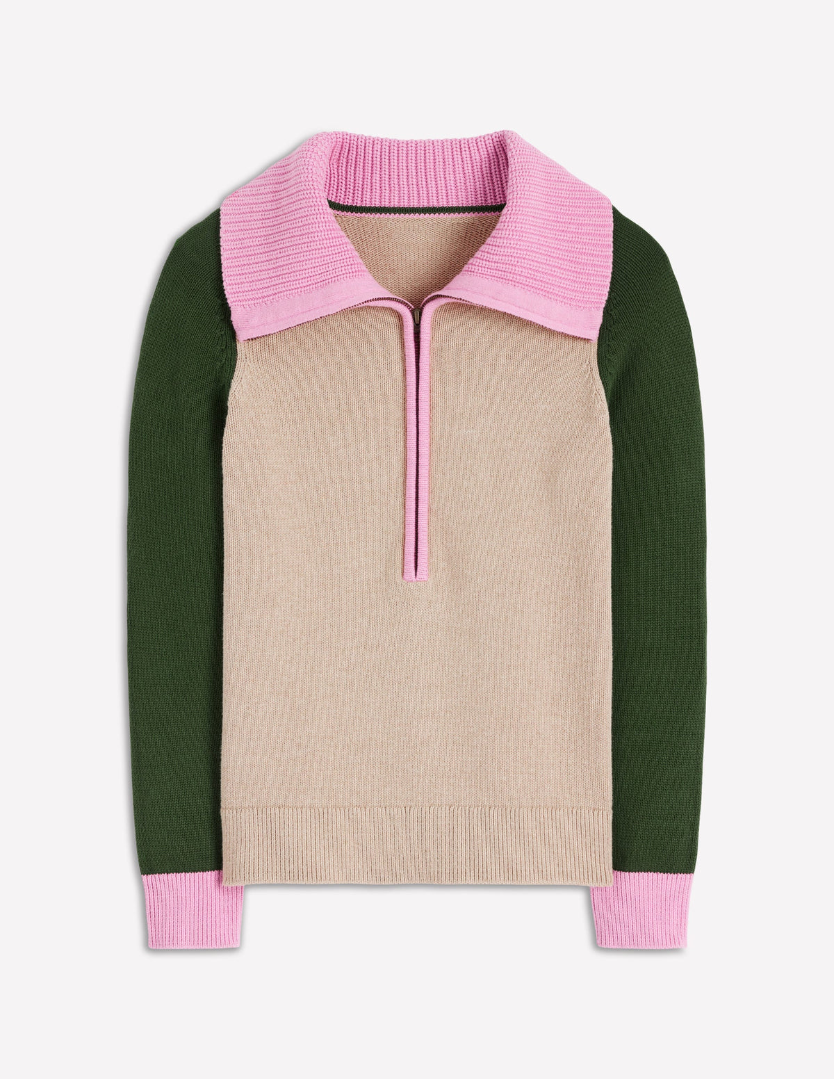 Lucy Pullover mit Halbreißverschluss-Chinchilla Meliert, Grüne Fichte - Image 6