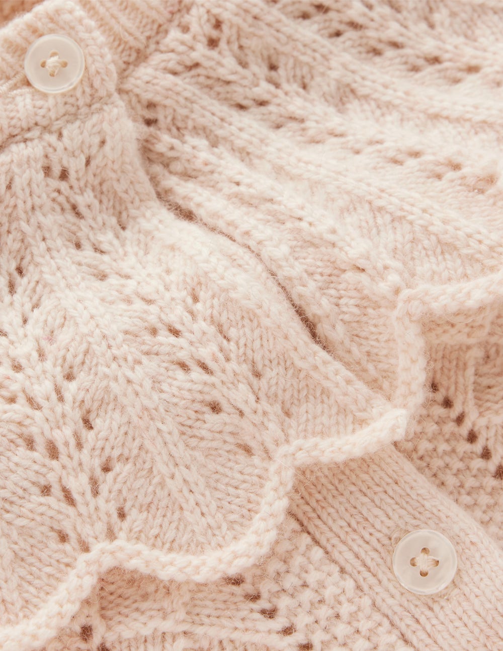Strickjacke mit Muschelsaum am Kragen-Warmes Naturweiß Meliert - Image 7