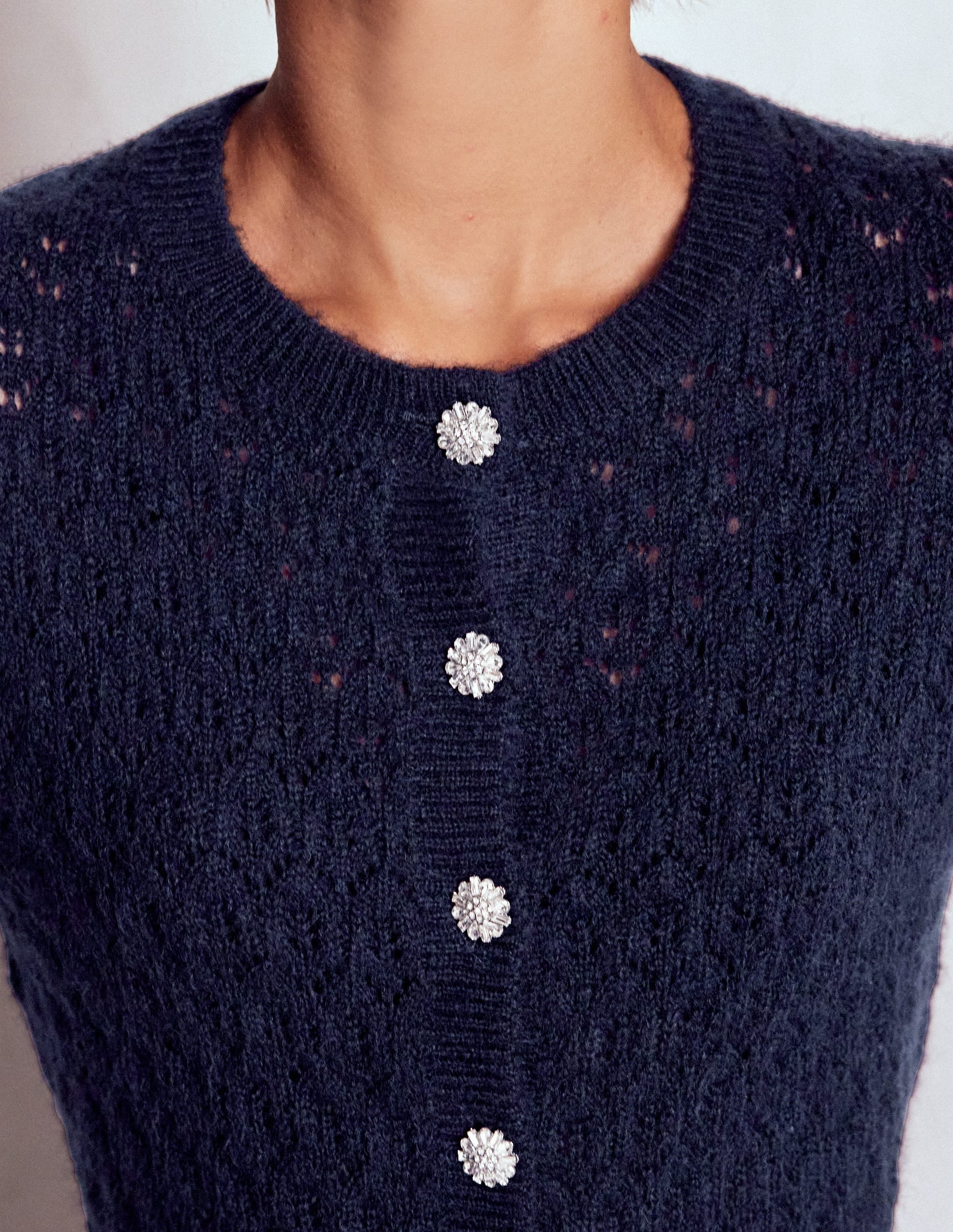 Strickjacke mit Schmuckknöpfen-Marineblau - Image 2