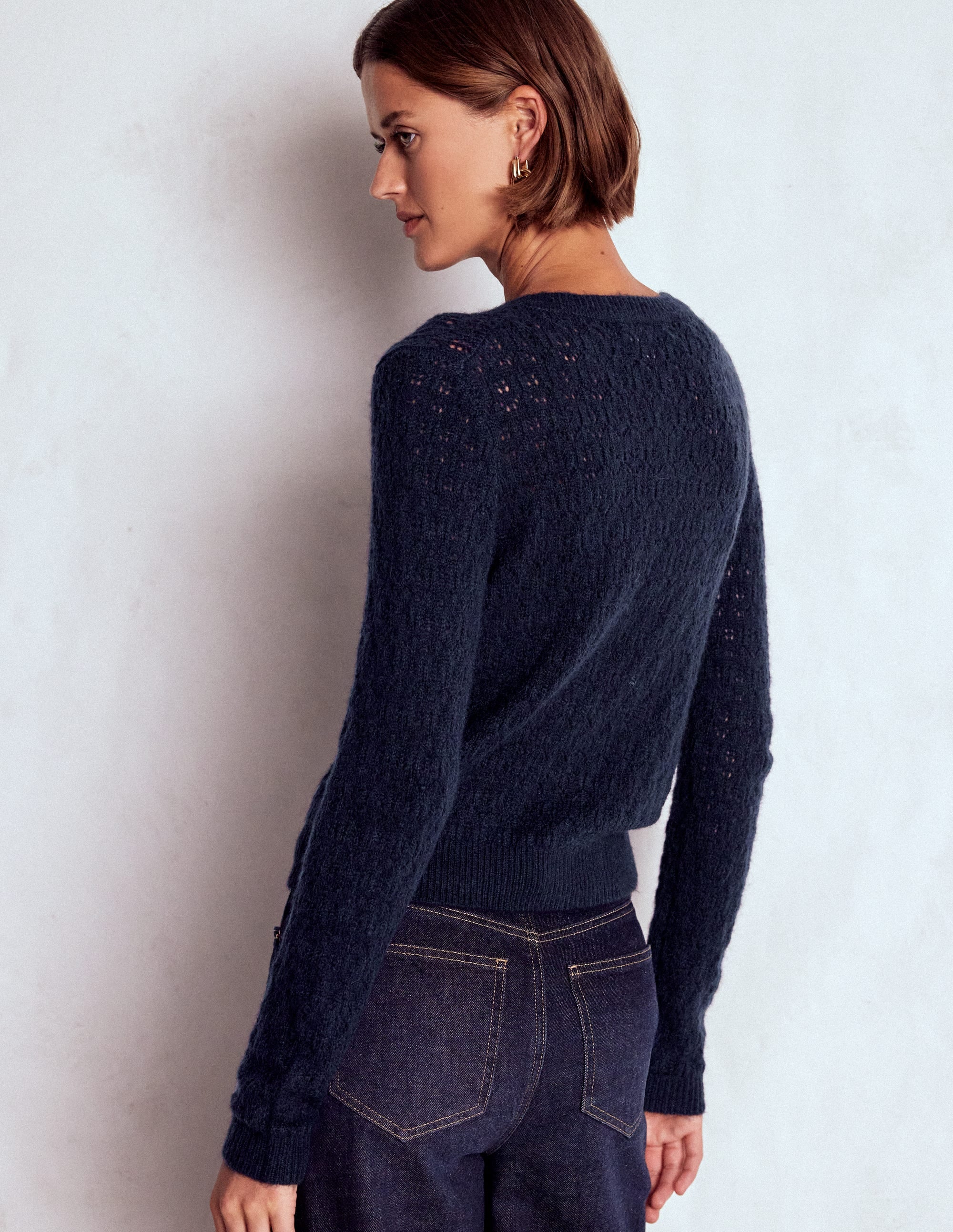 Strickjacke mit Schmuckknöpfen-Marineblau - Image 3