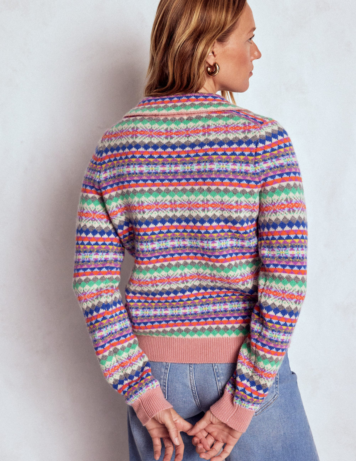 Edie Fair-Isle-Strickhemd-Rosa Klassisches Fair-Isle-4