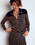 Liz Henley Jumper-Navy / Camel