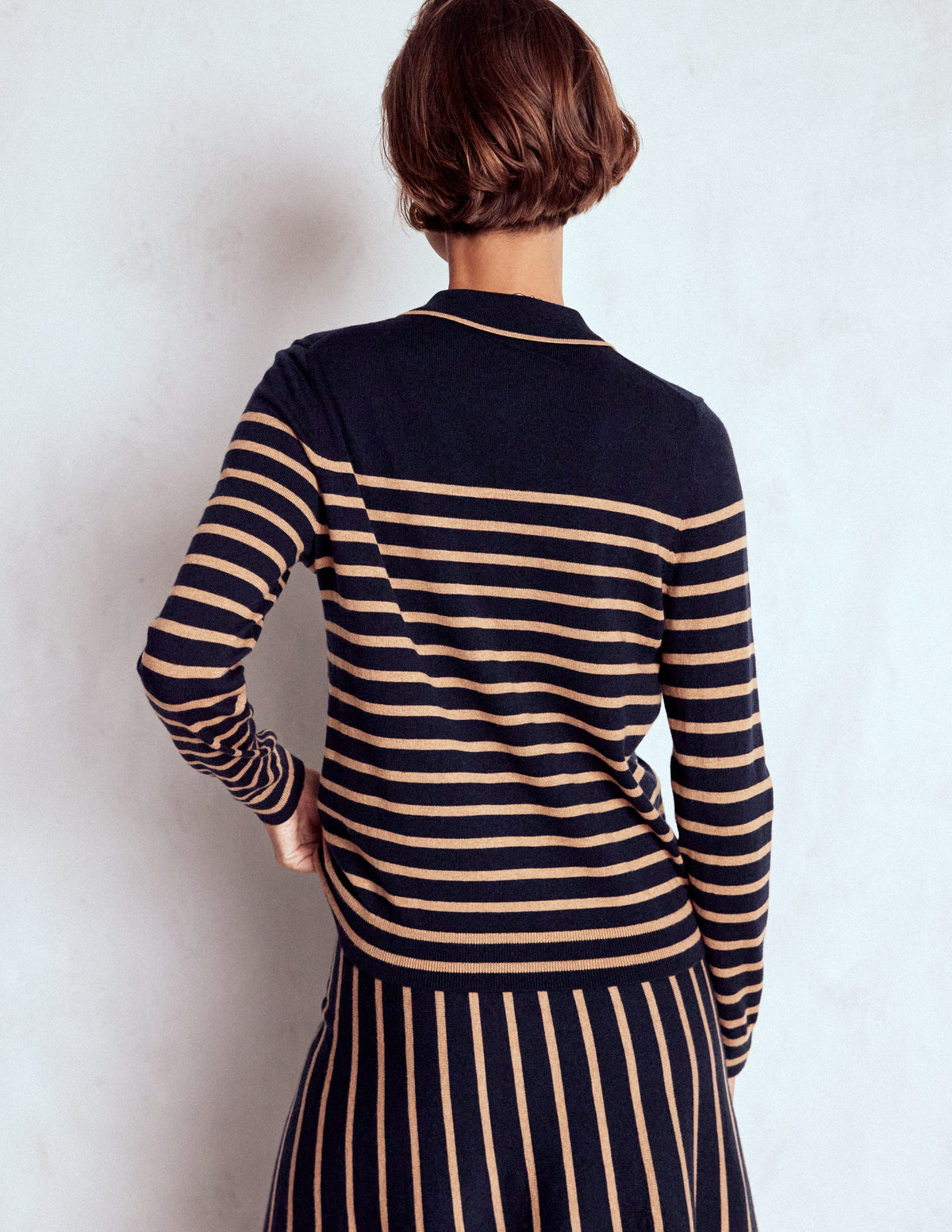 Liz Henley Jumper-Navy / Camel - Image 3