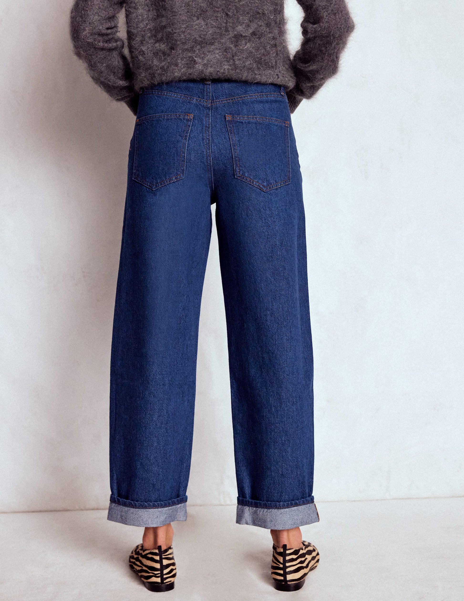 Jean décontracté taille mi-haute-Indigo-3