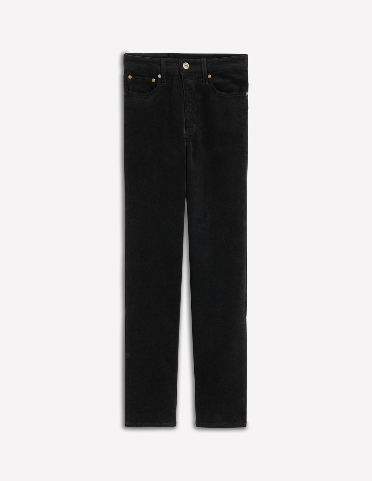 Schmal geschnittene Cord-Jeans mit hohem Bund-Schwarz-6