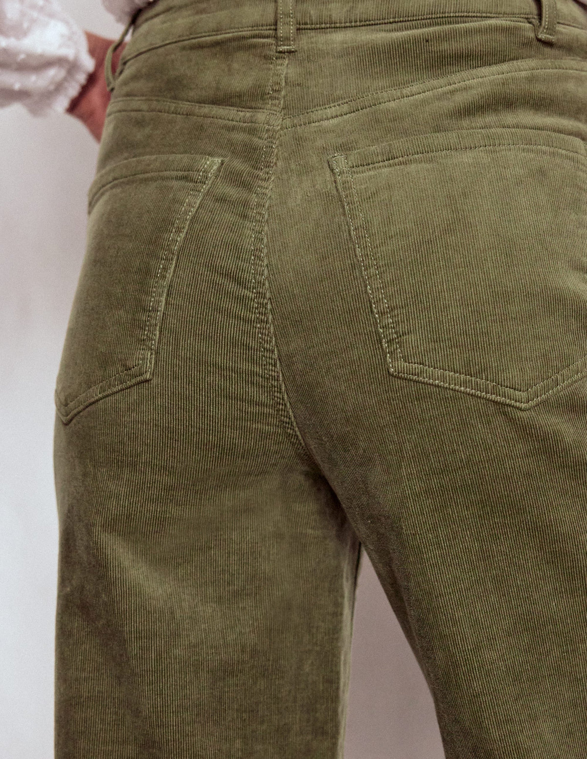 Cord-Jeans mit hohem Bund und geradem, lockerem Bein-GRÜN - Image 2