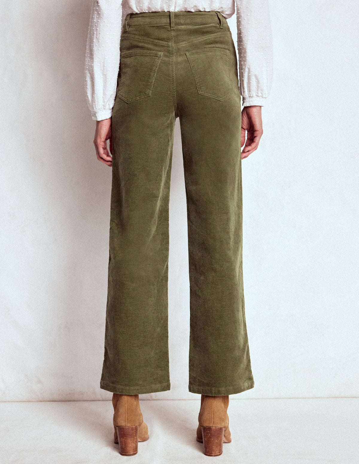 Cord-Jeans mit hohem Bund und geradem, lockerem Bein-GRÜN - Image 3