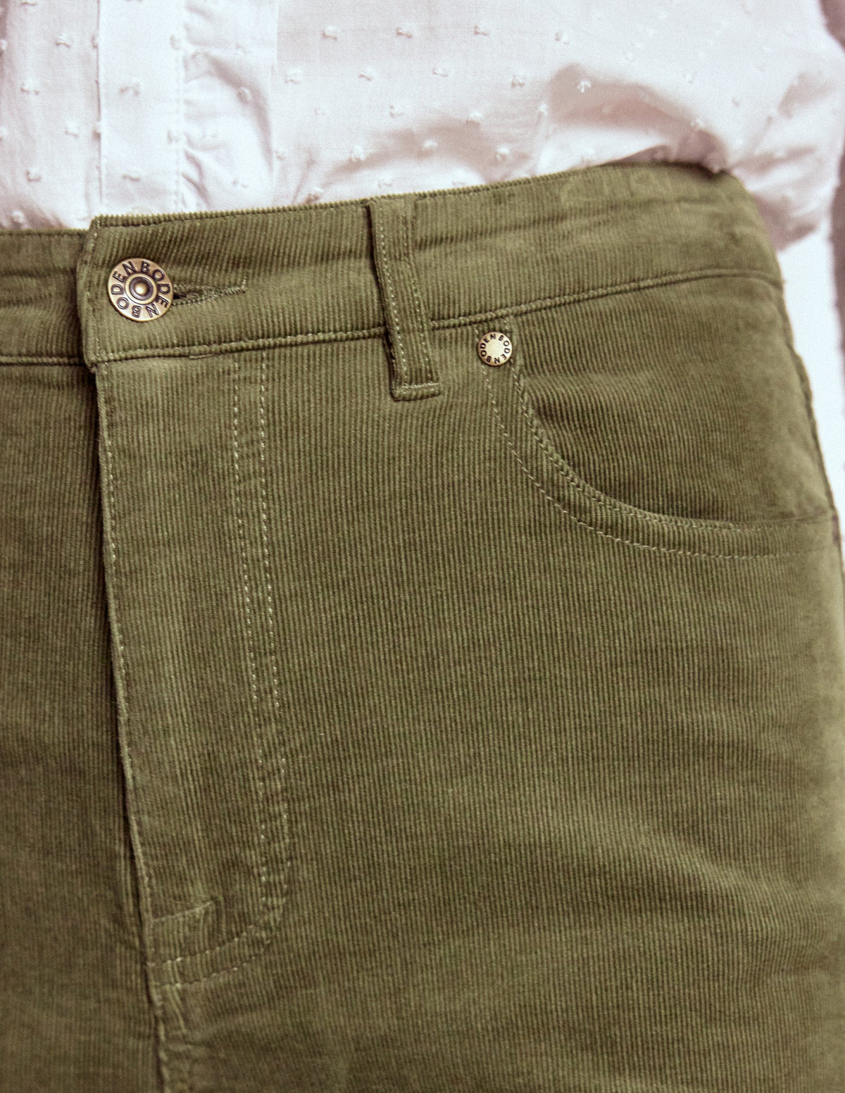Cord-Jeans mit hohem Bund und geradem, lockerem Bein-GRÜN - Image 5