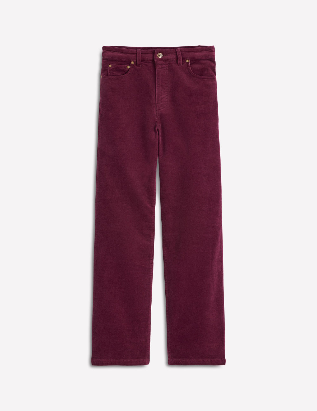 Cord-Jeans mit hohem Bund und geradem, lockerem Bein-Burgunderrot-5
