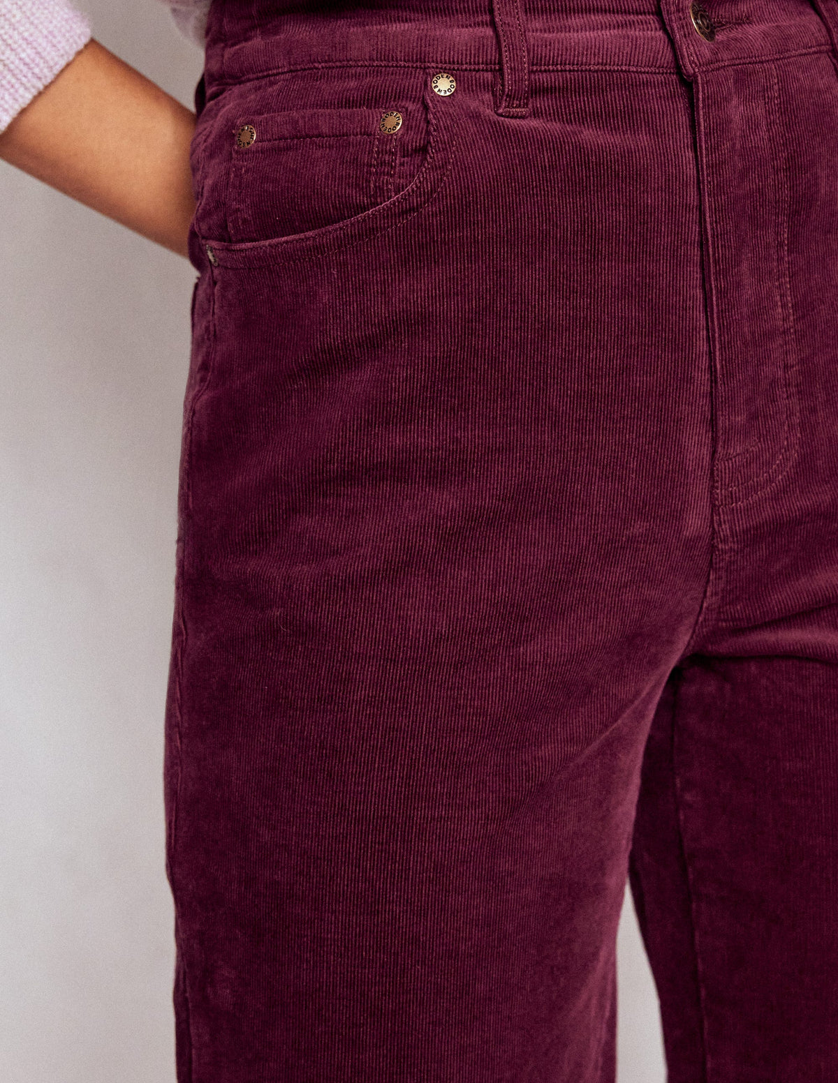 Cord-Jeans mit hohem Bund und geradem, lockerem Bein-Burgunderrot - Image 2