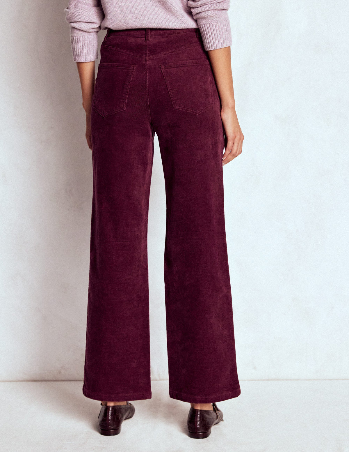 Cord-Jeans mit hohem Bund und geradem, lockerem Bein-Burgunderrot - Image 3