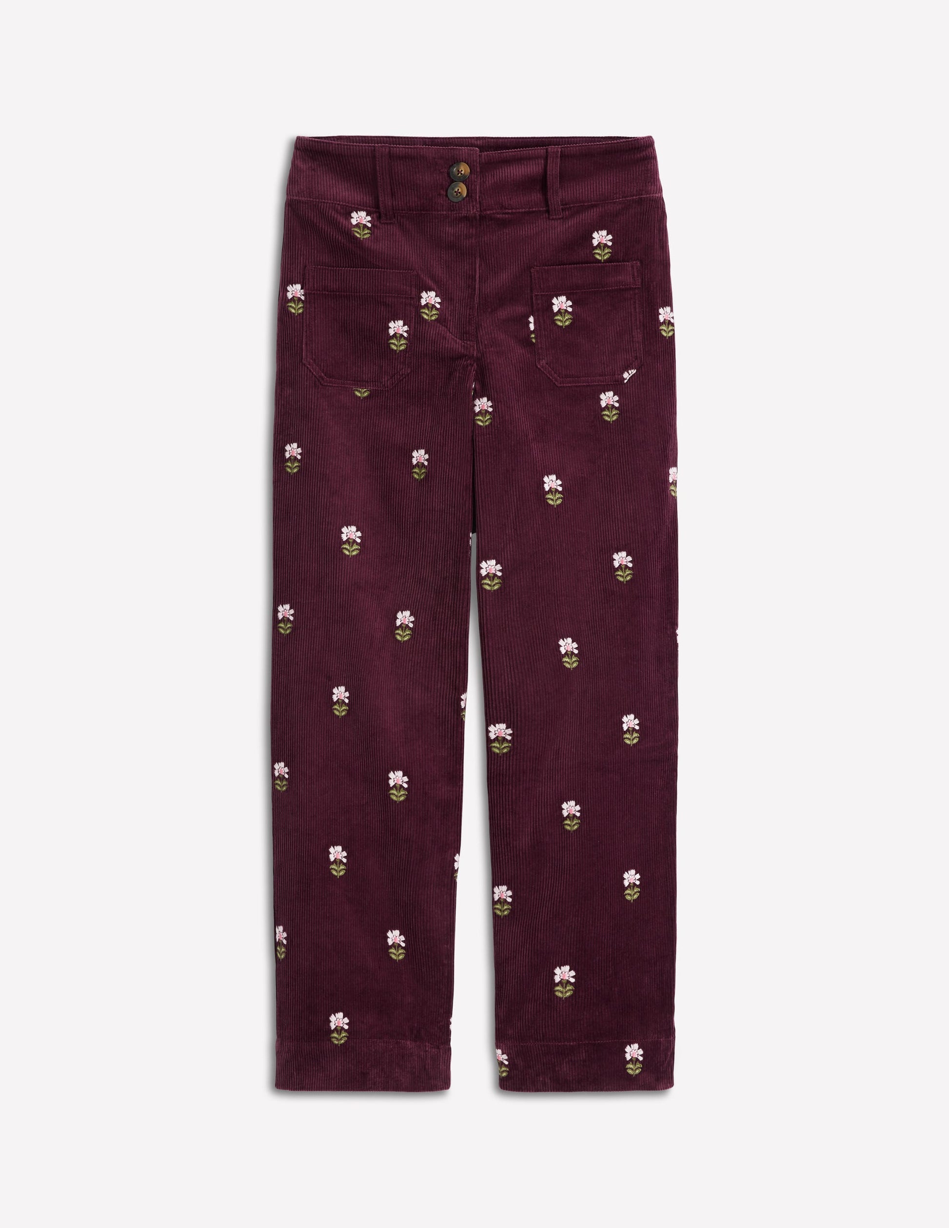 Primrose Cordhose-Dunkles Kirschrot Stickerei-6