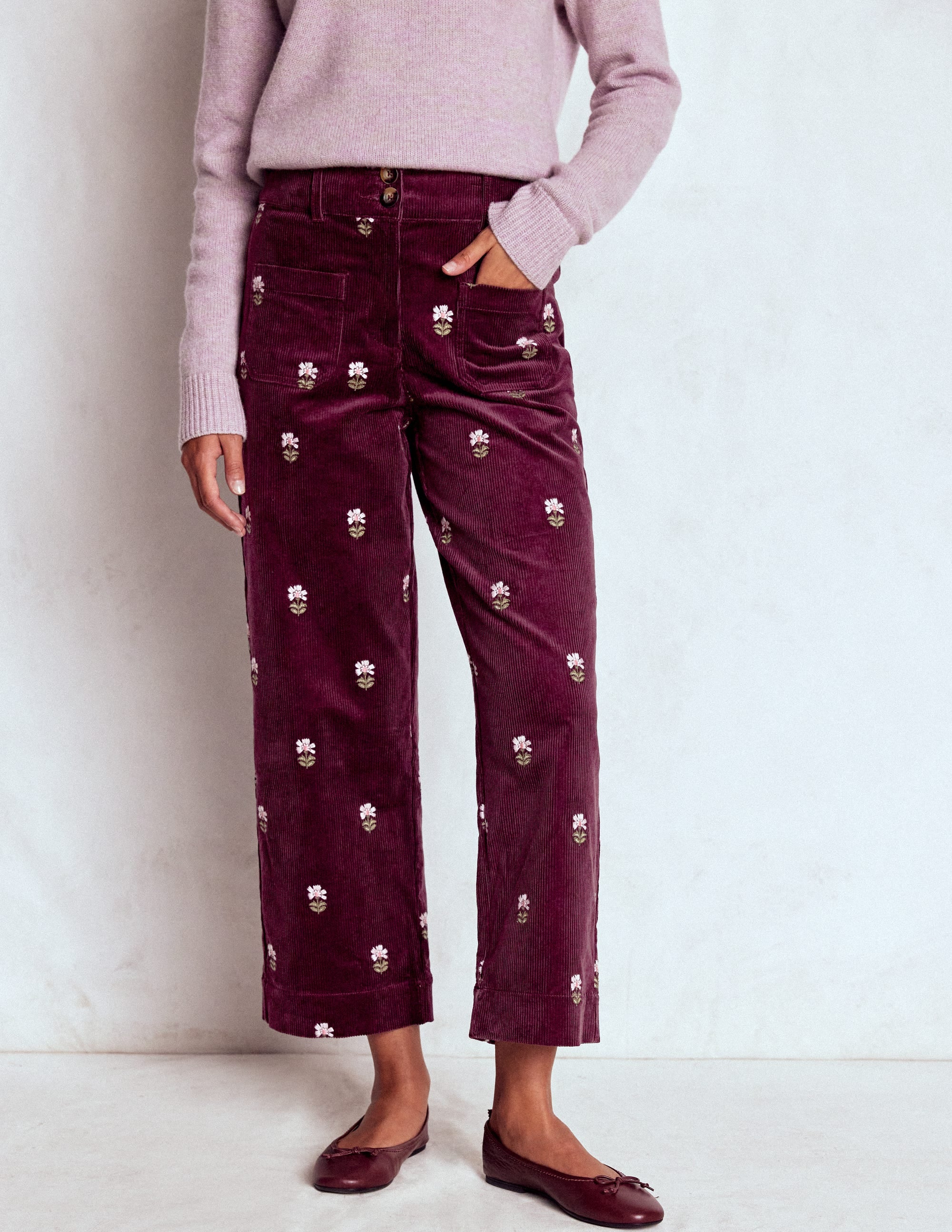 Primrose Cordhose-Dunkles Kirschrot Stickerei - Image 4