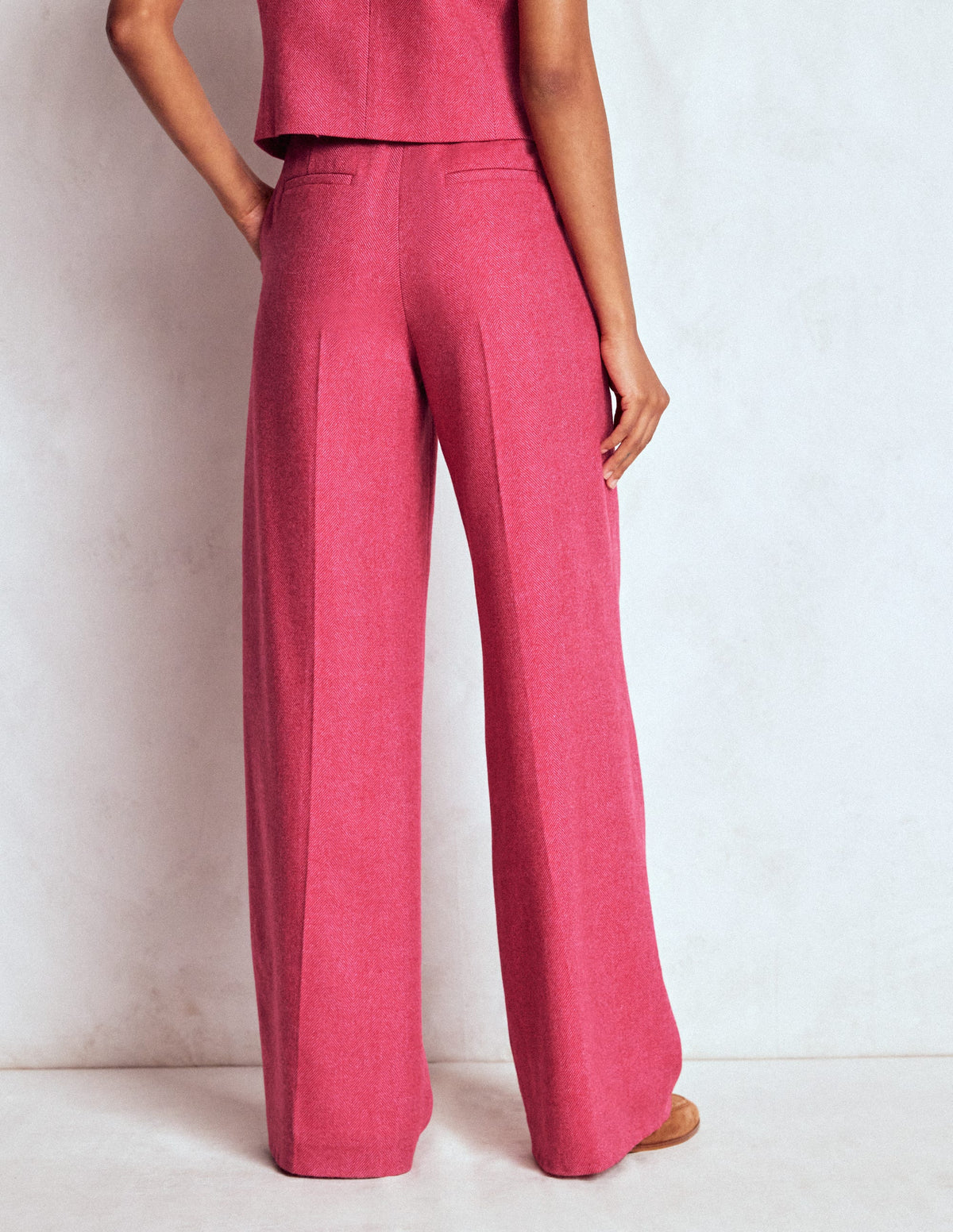 Belgravia Hose aus Wollmischung-Rot und Rosa Breites Fischgrätmuster - Image 3