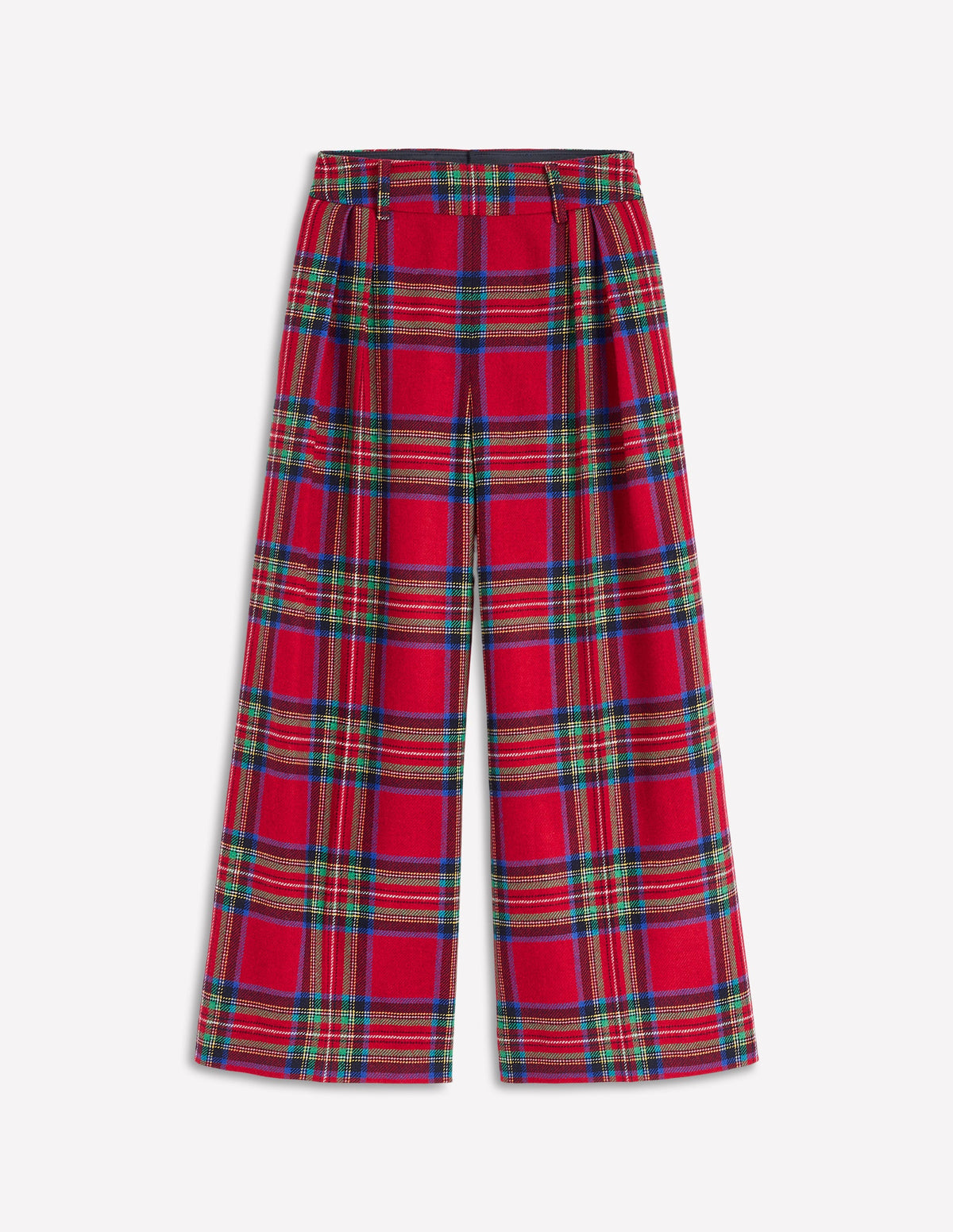 Pleated Wool Culottes-Red, Blue and Green Check - Image 6