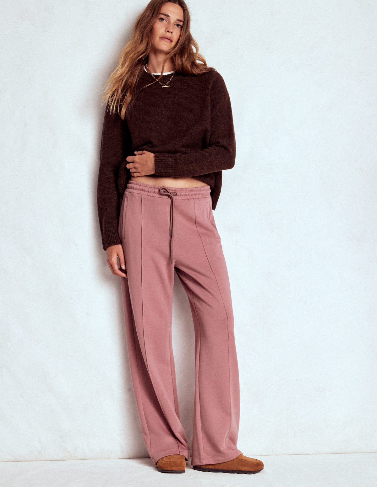 Jogginghose mit weitem Bein-Rosé - Image 1