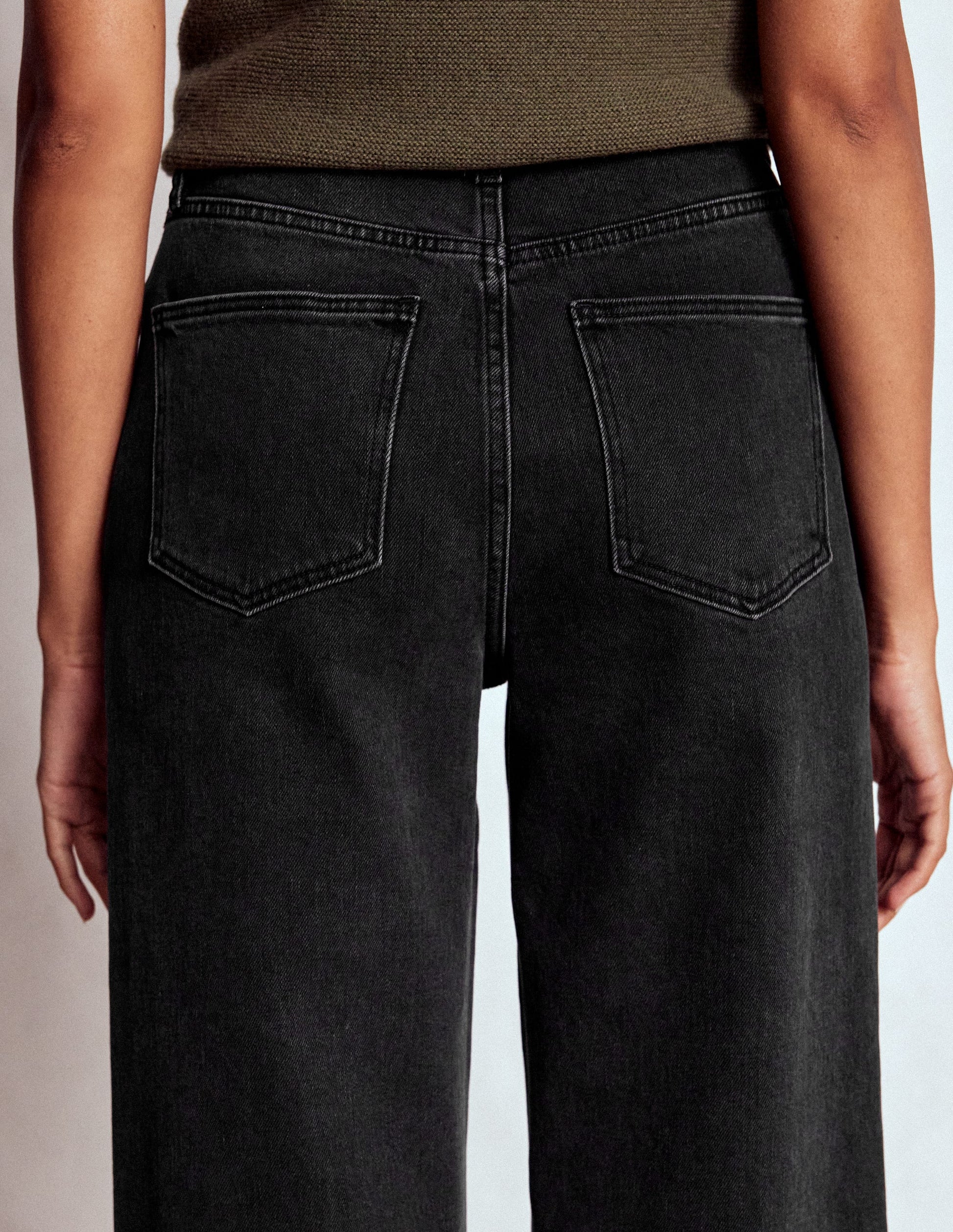 Mid Rise Straight Leg Jeans-Washed Black-2